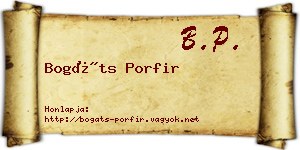 Bogáts Porfir névjegykártya
